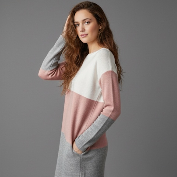 Color Block Sweater Dress - Picture 2 of 8